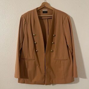 Lane Bryant Womens The Bryant Blazer Tan Size 22